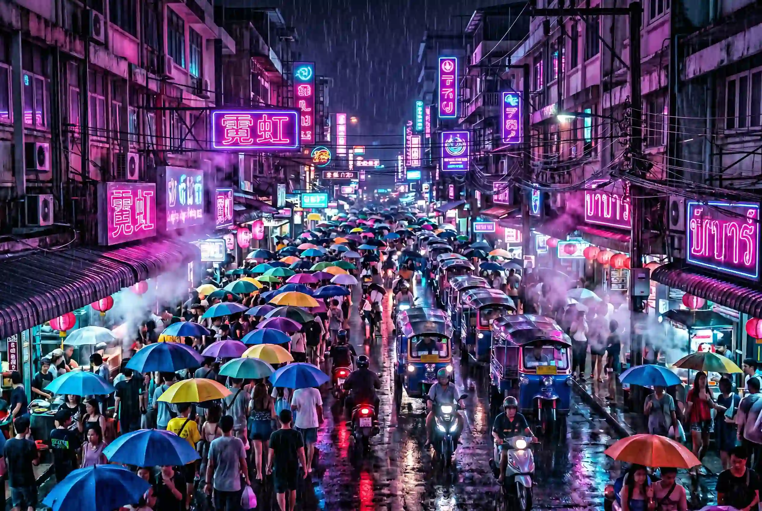 Walking Street Pattaya nightlife crowds